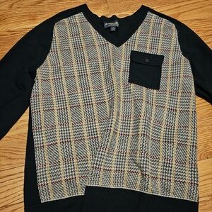 Brooks Brothers Navy Fair Isle Vneck Merino Wool Sweater